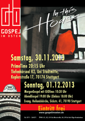 In this House - Gospelkonzert - Konzert - Tiefenhörsaal K2, Uni Stuttgart Kepplert. 17