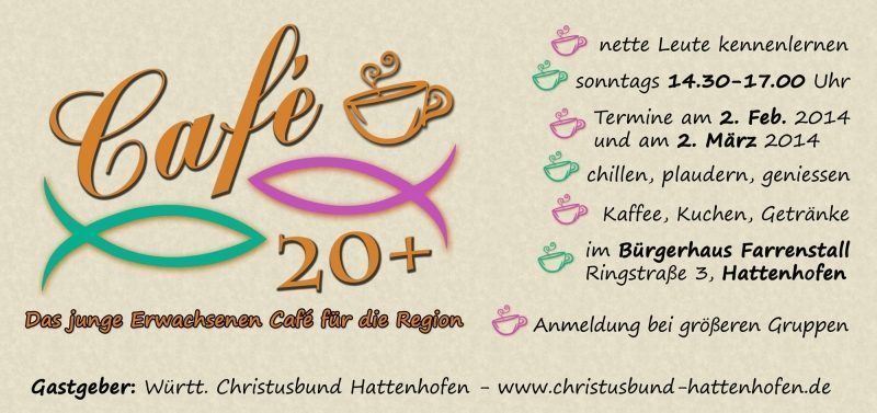 Café 20+   Das junge Erwachsenen Café für die Region - Sonstiges - 73110 Hattenhofen