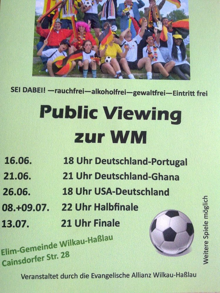 Public Viewing - Kleines oder selbst organisiertes Event - Wilkau-Haßlau