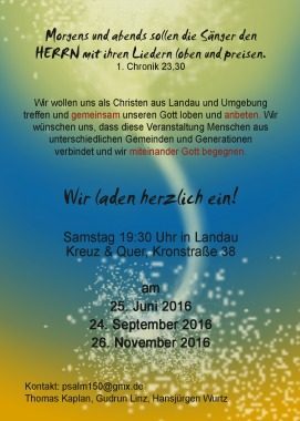 Lobpreisabend in der Kneipe Kreuz & Quer, besonderer Gottesdienst, Landau, Rheinland-Pfalz