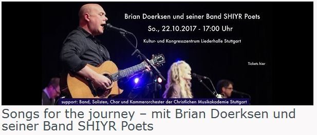 Songs for the journey – mit Brian Doerksen und seiner Band SHIYR Poets - Konzert - Stuttgart