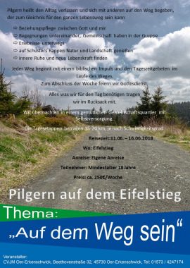 Pilgerwoche auf dem Eifelsteig, Kleines oder selbst organisiertes Event, Eifel, Nordrhein-Westfalen