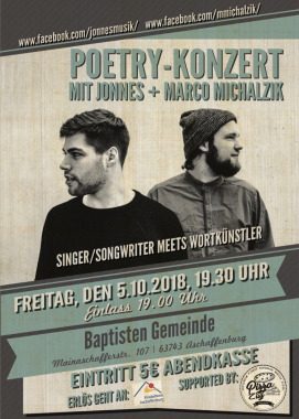 Poetry-Konzert mit Jonnes + Marco Michalzik, Konzert, Aschaffenburg, Bayern
