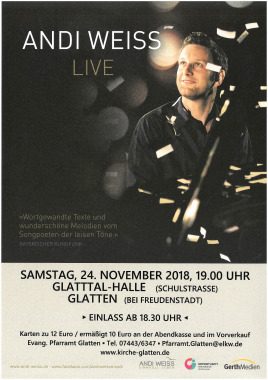 ANDI WEISS LIVE, Konzert, Glatten, Baden-Württemberg