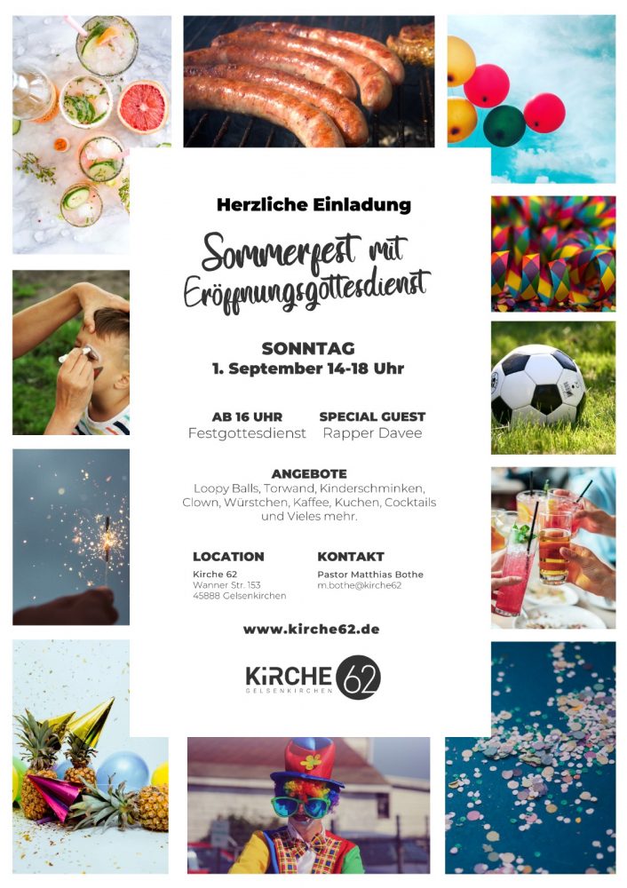 Kirche 62 Kickoff - Sommerfest mit Eröffnungsgottesdienst - besonderer Gottesdienst - Gelsenkirchen - Kirche 62 Gelsenkirchen