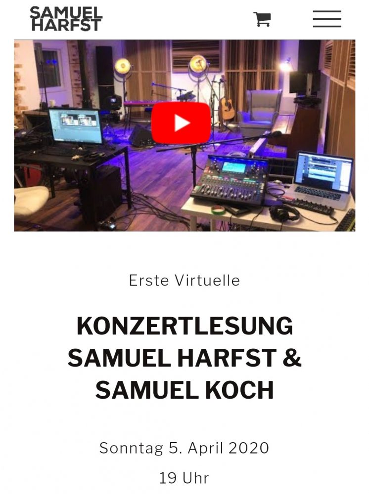 Samuel Koch und Samuel Harfst Online Live - Konzert - Facebook oder YouTube