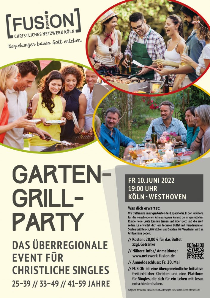 FUSION Garten - Grillparty Altersgruppen 25-39 & 33-49 & 41-59 J. - Kleines oder selbst organisiertes Event - Köln
