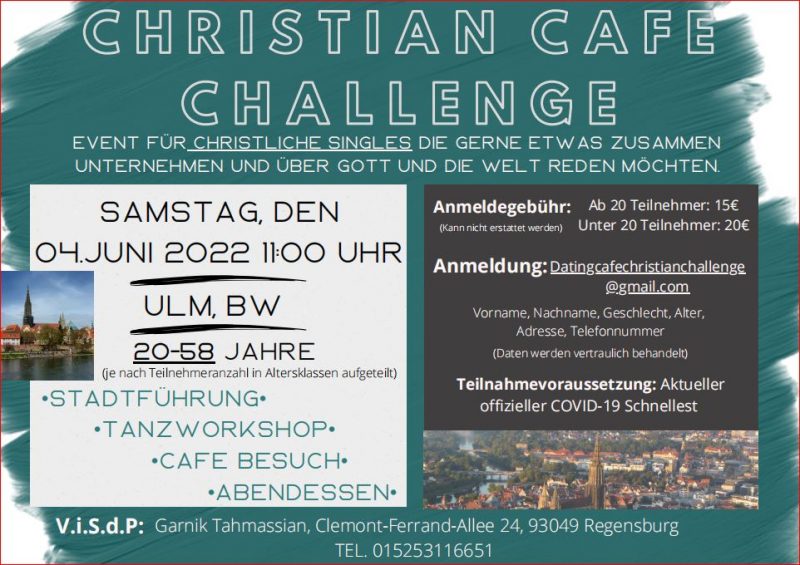 Event für christliche Singles in Ulm mit Stadtführung und Tanzworkshop ab 20 bis 58 Jahren - Gruppenevent - ULM