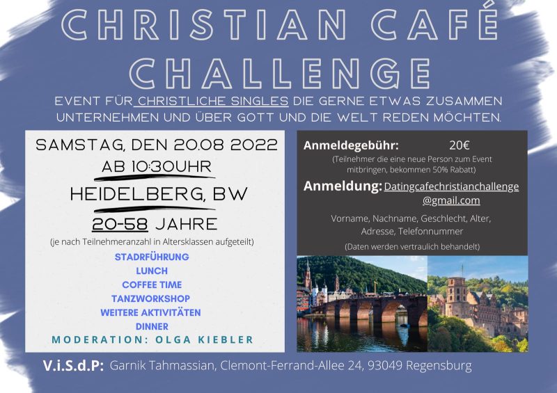 Event für christliche Singles am Samstag, den 20.08.22 in Heidelberg mit Stadtführung - Freizeit - He