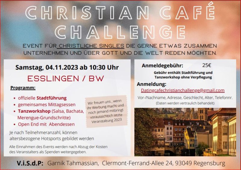 Christian Café Challenge goes to Esslingen am 04.11.23 - Gruppenevent - Esslingen