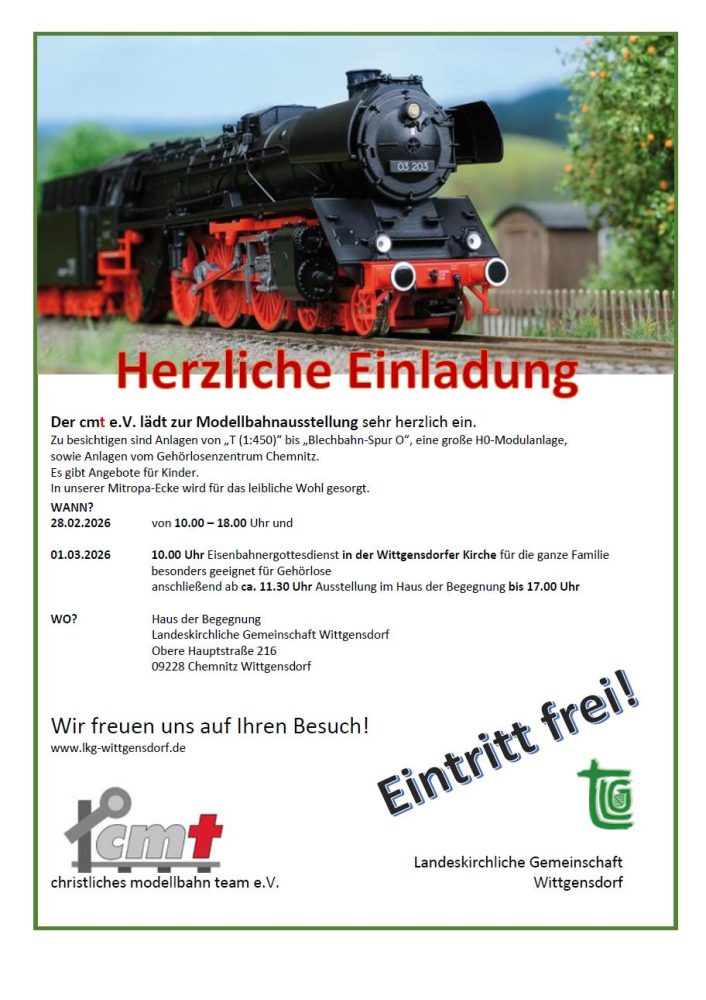 ModellbahnAusstellung cmt e.V. in Chemnitz-Wittgensdorf 28.02.-01.03.2026 - Freizeit - Chemnitz-Wittgensdorf