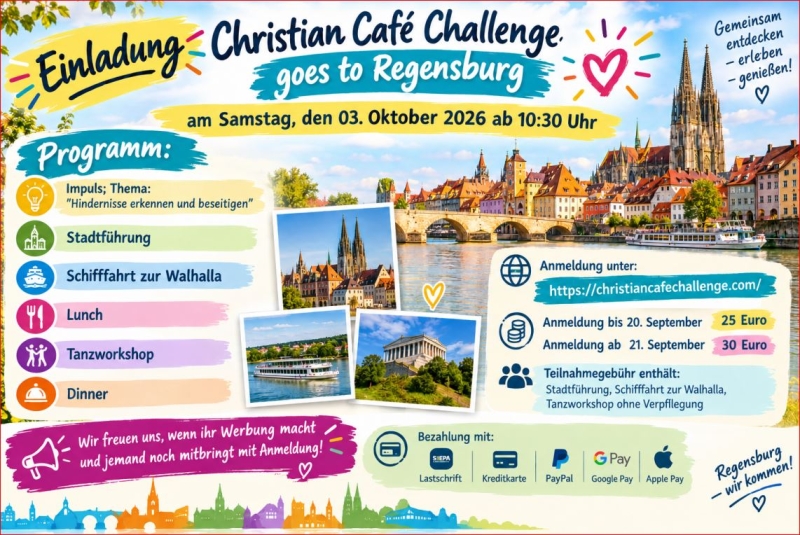 Christian Café Challenge goes to Regensburg am Samstag, den 03. Oktober 26 - Gruppenevent - Regensburg